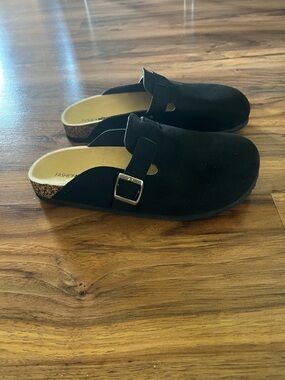 Fashion Nova Black Buckle Slip-On Shoes